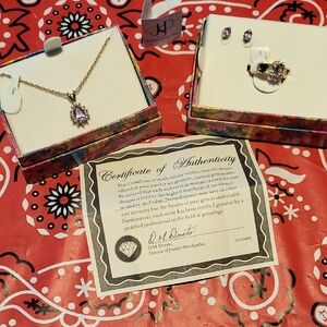 Genuine  Amethist Stone Jewelry Set with Necklace, Earrings, and Ring